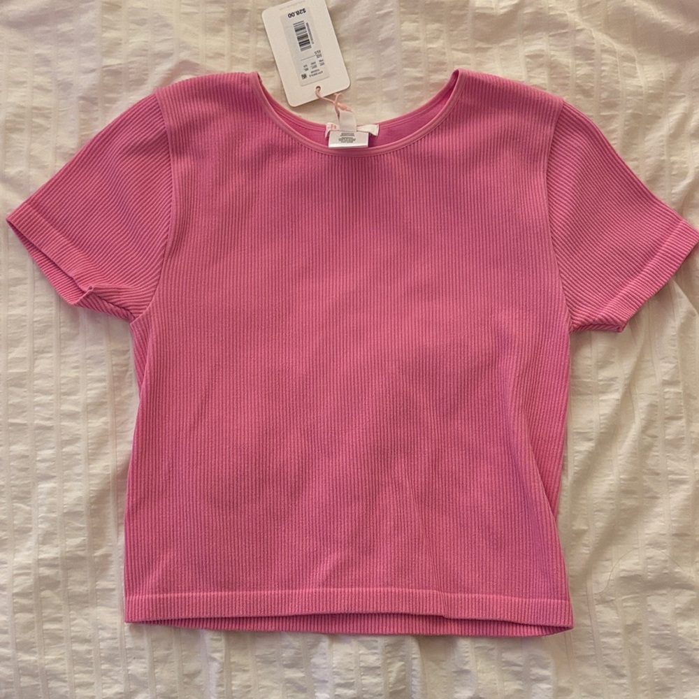 GB girls Pink Ribbed Crop Top